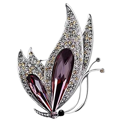 YUTTTPL Butterfly Brooch for Women, Cubic Zirconia Butterfly Brooch Pin Jewellery Gift for Girls Mother (Butterfly-Purple) Cover