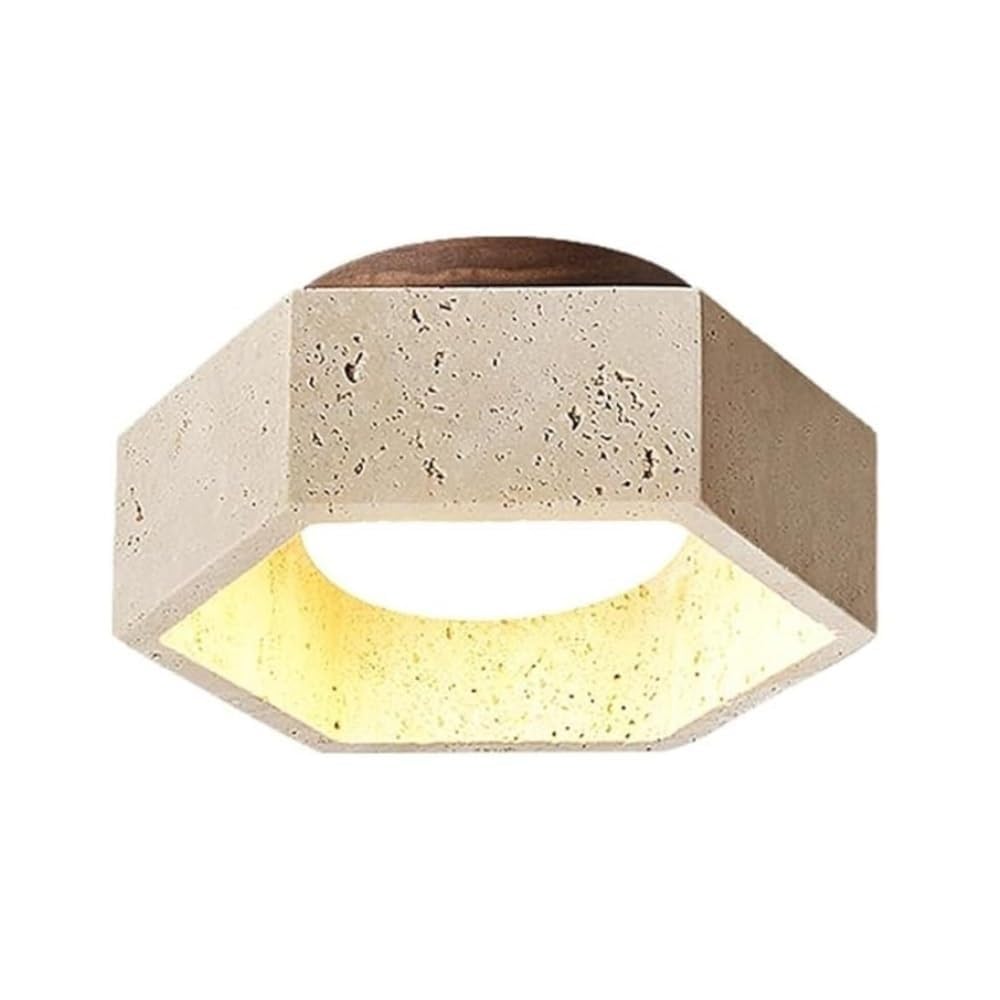Plafonnier LED moderne en travertin et bois de style nordique