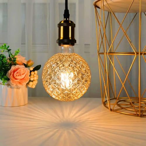 EAVOLUSON Ampoule E27 Vintage Dimmable, Lot de 1 Ampoule Decorative E27 Surface en Forme de Diamant LED Filament Lumière Douce 4W 2700K 400LM