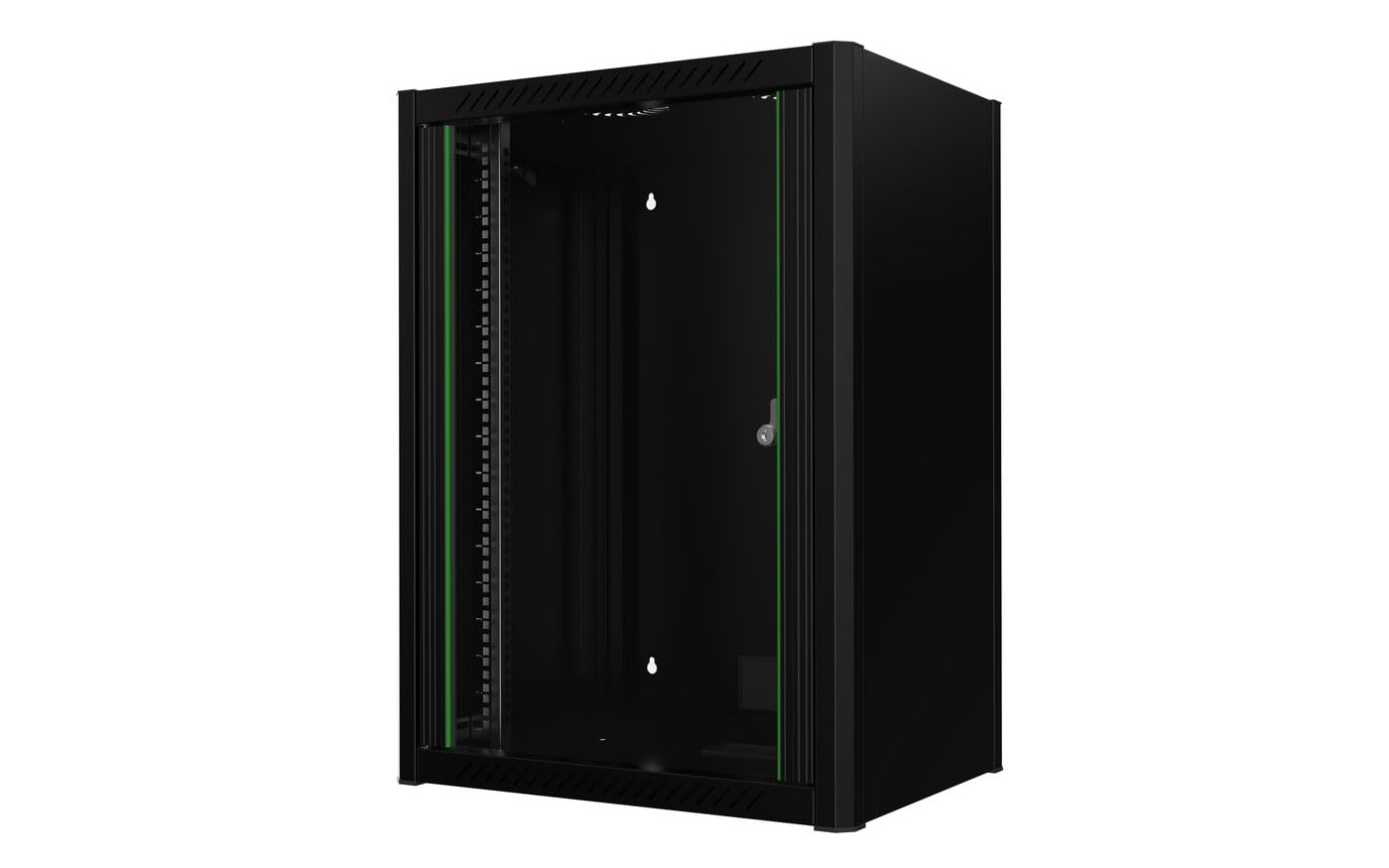 LOGON RWM16U45BL Wall Mounted Rack 16U Black Shelf - Shelves (Rack Wall Mounted, 16U, Glass, Round, Black, 48.3 cm (19 inch))
