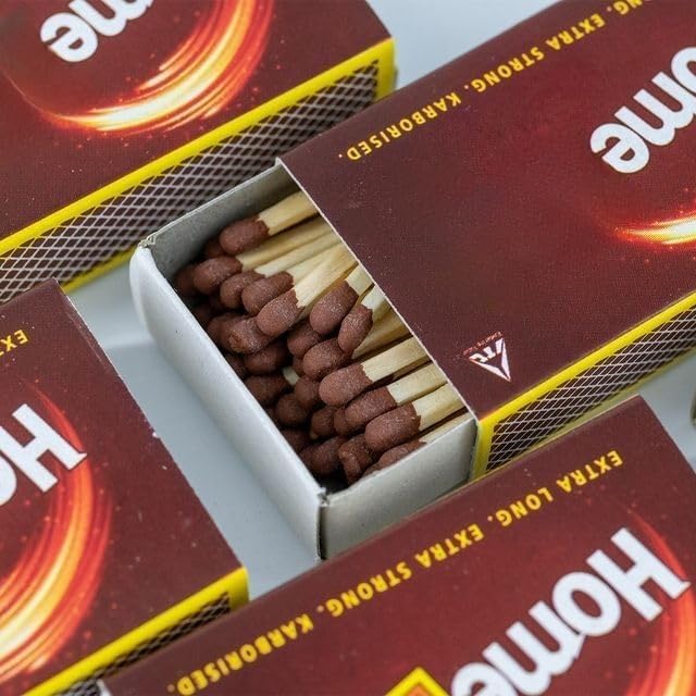 Image of Original Homelites Matchbox /Matchstick- Pack of 10 Boxes, Total 50 Units- Each Contains 45 matchsticks= Total 2250 Karborised matchsticks