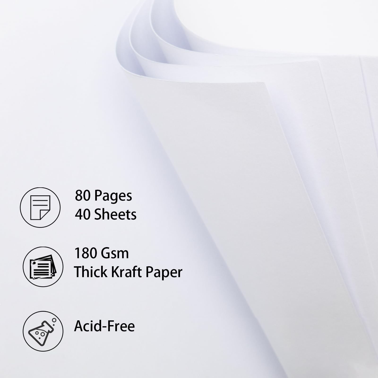 Album fotografico per scrapbooking, 25,4 x 25,4 cm, 40 fogli, pagine bianche in carta kraft, libro dei ricordi per matrimoni, bambini, famiglia, laurea, viaggi, cani, vacanze