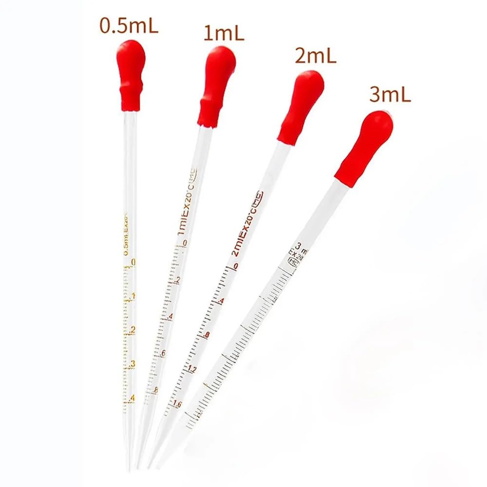 Pipeta de transferencia de vidrio, 5 uds cuentagotas de pipeta graduada vidrio 0,5-3ml 7-8mm OD 190-205mm(2ml)