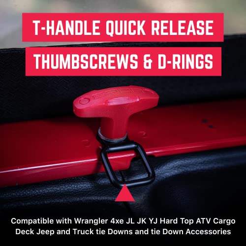 Image of GPCA Tie Down Anchor Bolts & D Rings Set, Wrangler 4xe /JK /JL | w /Screw Nuts, M8-1.25 Screw, For Fast Jeep Top Removal Lift, Truck Tie Downs, Jeep Wrangler Accessories (6PC, Red)