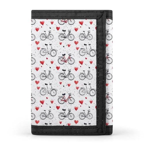 Love Bicycle Print Wallet for Men, 8 Credit Card Holder Slim Minimalist Front Pocket Small Mens Bifold Wallets