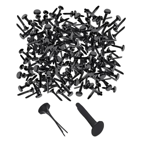 NyxSeat 100 Stück Schwarze runde Spitzen, Mini-Rundkopf-Clips, Muster-Clips, Ordner, gegabelte Spitzen, Büro-Aktenzubehör, geeignet für kreatives Heimwerken, Kinder-Handarbeit