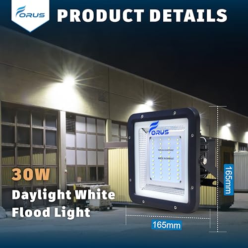 Image of Forus LED Flood Light 30W IP67 Waterproof - Daylight White, 4 Years Warranty | Outdoor LED Flood Lamp 30 Watt for Garden, Home, Security, Parking Lot & Commercial Lighting-1PC