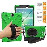 BRAECNstock for Samsung Galaxy Tab A 9.7 Case Heavy Duty Stand Shockproof Protective Case Cover for Galaxy Tab A 9.7 [SM-T550] Case with Kickstand/a Hand Grip/a Shoulder Strap(Green)