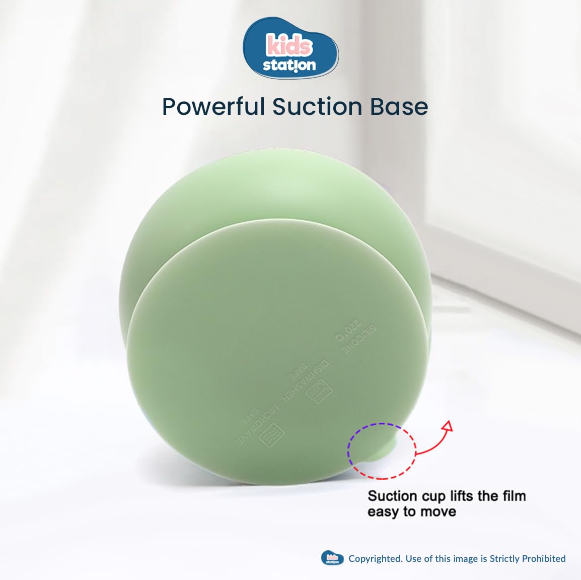 Kids Station 2 Piece BPA-Free Silicone Baby Feeding Set - Bowl    - Spoon - Make Mealtime Fun and Easy for Your Little One - Tableware Meal Utensils for Kids with Suction - Microwave Friendly (Green) - Image 3 thumbnail