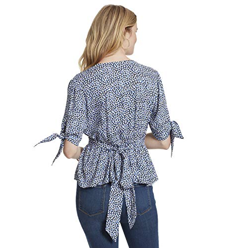 Jessica Simpson Womens Briana 3/4 Sleeve Tie Back Peplum Top Blouse, Ultramarine, X-Large Us #TOP2