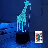 Lampeez Giraffe 3D Lamp Night Light 3D Illusion lamp for Kids, 16 Colors Changing with Remote, Kids...