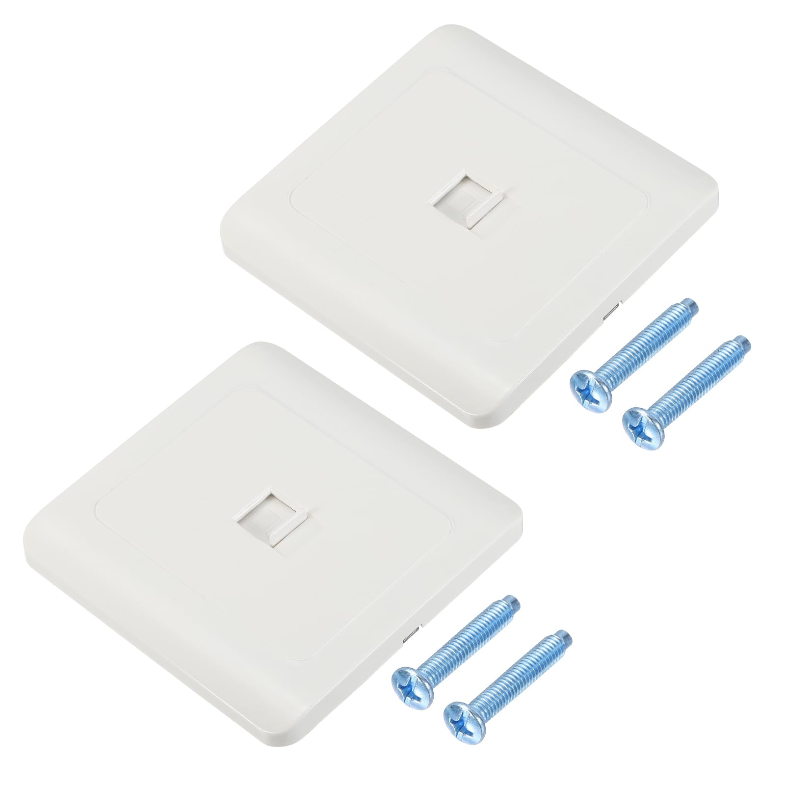 sourcing map 2 Pcs RJ45 Socket, CAT6 Ethernet Socket Wall Plate Outlet, Single Port Face Plate with M4 Screw for CAT5 CAT5e CAT6 Ethernet Cable Networking, 86 x 86 mm, White