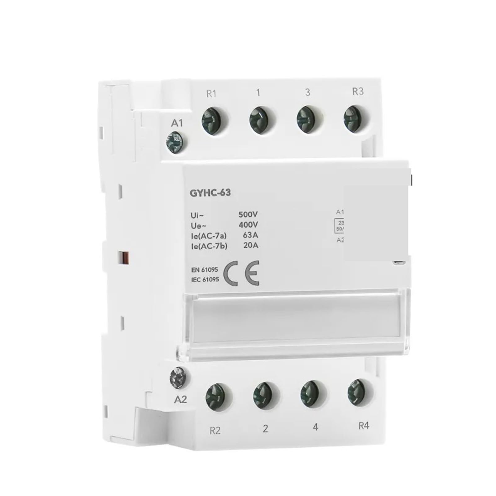 Contactor modular de CA 2P 4P 25A 63A 2NO o 4NO o 2NC2NO 220V/230V 50/60HZ Tipo doméstico de riel DIN (2P 63A 2NO)