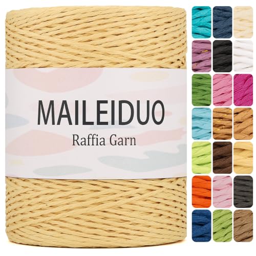 Image of Raffia Yarn for Crochet Bags Raffia Ribbon for Gift Wrapping 2mm X 328 Yards Raffia String Paper Ribbon Yarn for Sun Hat Beach Bag Crochet Crafting DIY Crafts
