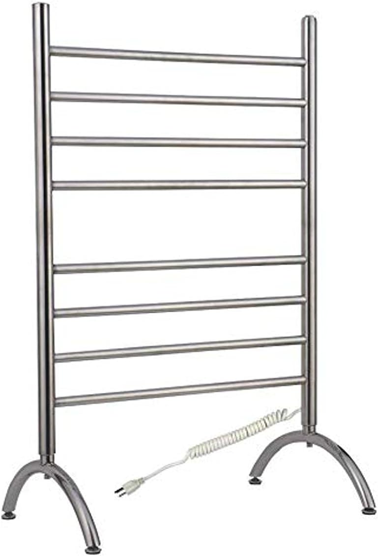 Get Special Price WarmlyYours 8-Bar Barcelona Freestanding Electric Heated Bath Towel Warmer Rack, Plug Stainless Steel, Brushed Stainless