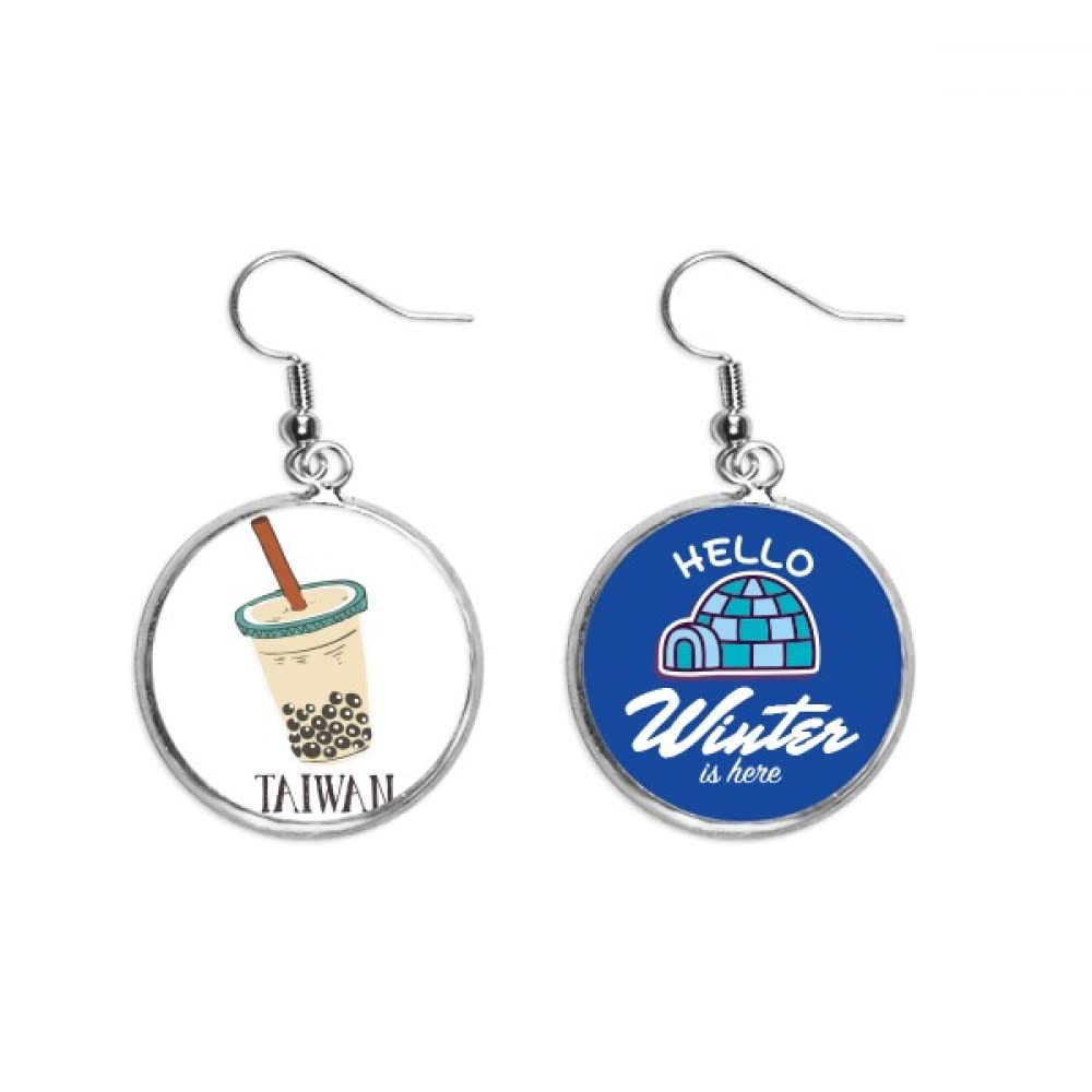 Pendientes de té de burbujas estilo copa perla con colgante de gota 5