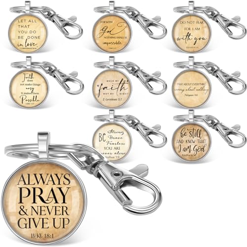Fumete 54 Pcs Christian Keychain Bulk Bible Verse Religious Keychain Scripture Quote Inspirational Gifts for Father Men Women (Silver)