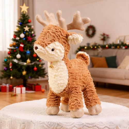 Zaxqerm Deer Stuffed Animal, 15.8' Christmas Reindeer Pillow Plush Super Soft Cuddly Toy Kawaii Birthday Gifts for Kids Boys Girls