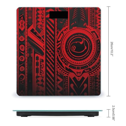 Báscula digital para baño negra y roja de vidrio templado miniatura 2