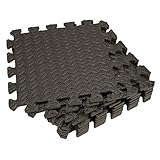 Tebery 16 Pieces Leaf Pattern Interlocking Floor Tiles Non-Slip Exercise Mat 1/2-Inch Thick EVA Foam Puzzle Floor Mat (Brown)