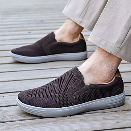 Image of konhill Mens Slip On Loafers Sneakers - Casual Knit Walking Shoes for Men, Lightweight Breathable Memory Foam Boat Shoes, Comfortable Slip-On Driving Loafers for Work Travel Beach