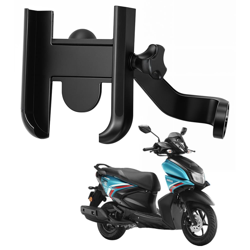 WHIPONE Metal CNC Mobile Holder for Scooter, Scooty & Motorcycle Compatible for Yamaha Ray ZR 125, Mirror Mount, 360° Rotation, Strong Anti-Slip Grip, Wide Adjustable Fit for All Smartphones (Black)-image-18