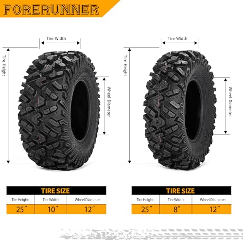 Image of FORERUNNER 25x8-12 & 25x10-12 ATV Tires, All Terrain (Pack of 4, Tubeless) | FORERUNNER 6PR 25x8-12 & 25x10-12 ATV UTV Trail Mud Sand Off-Road Tires