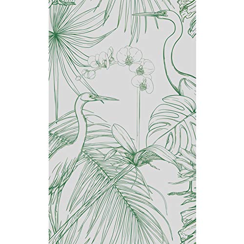 Plage 145466 PANORAMIC INTEGRATED BEACH ENGRAVING WHITE BIRDS GREEN, 1.5 x 2.5 m, 150 x 150 cm