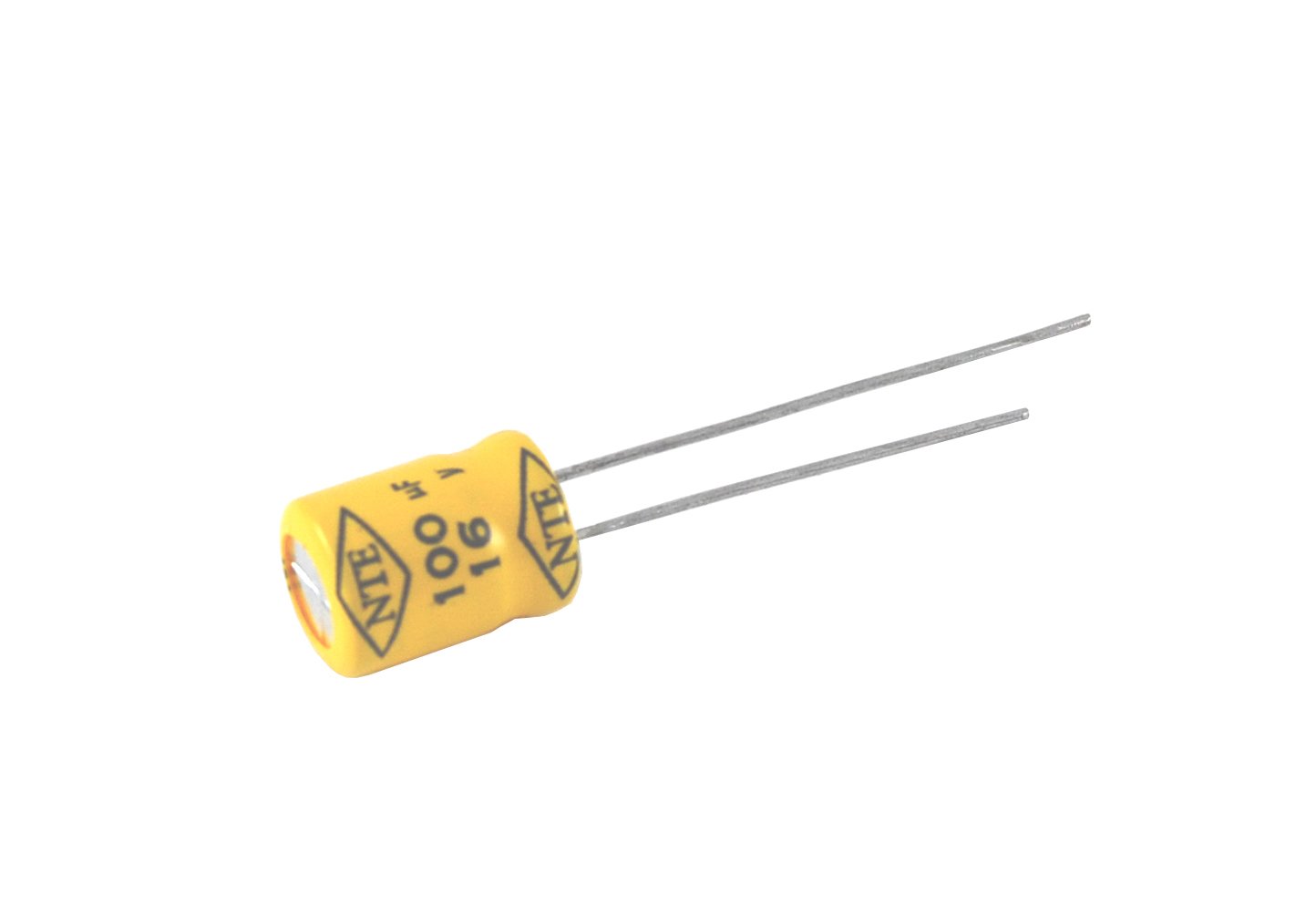 NTE ElectronicsNPR47M25 Series NPR Aluminum Non Polarized Electrolytic Capacitor, 20% Capacitance Tolerance, Radial Lead, 47µF Capacitance, 25V
