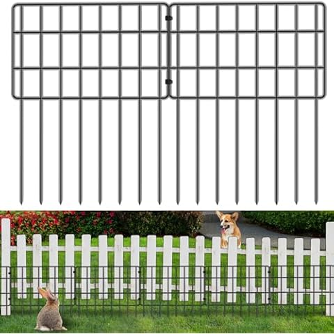 Rustproof Metal Garden Fence, 20 Pack No Dig Dog Fence Border for Dog Rabbits, Garden Decorative Fence Panels for Garden Yard Outdoor Cover