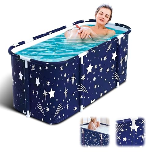 Image of Helteko Bath Tub for Adult for Bathroom, Foldable Tub for Home Use with Drainage Hole, Thickened Insulated Ice Bath Tub, Inflatable BathTub for Adults, Ice BathTub for Adults (Star)