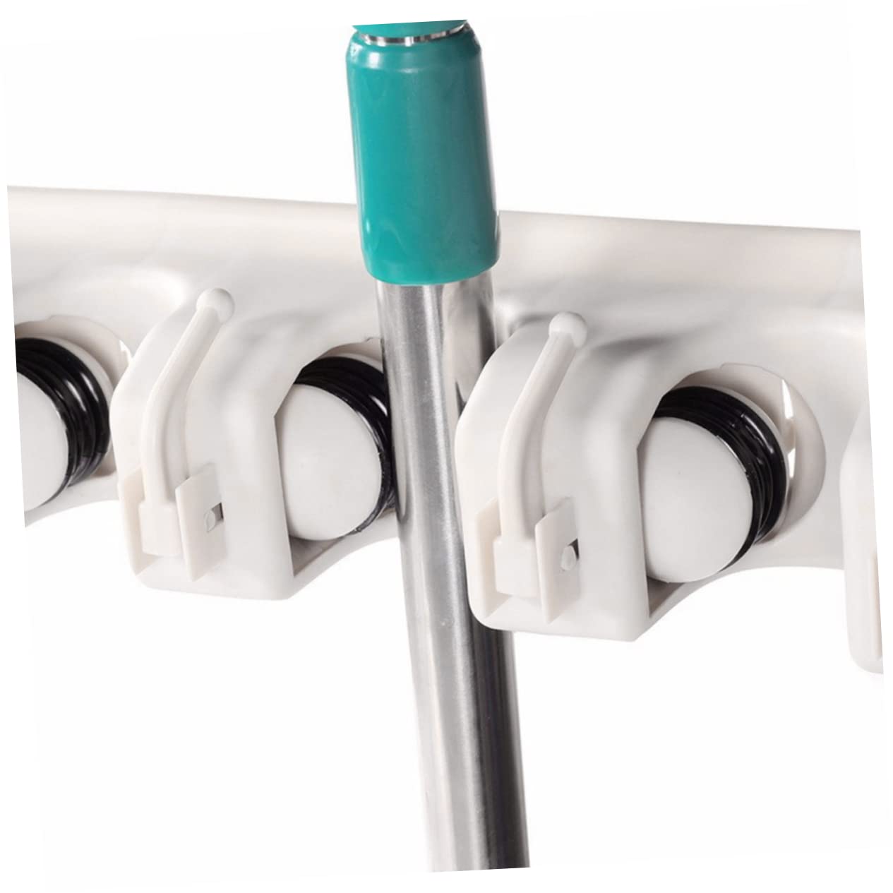 Wandmontierter Mopphalter aus ABS Kunststoff und 6 Haken mit 5 Positionen