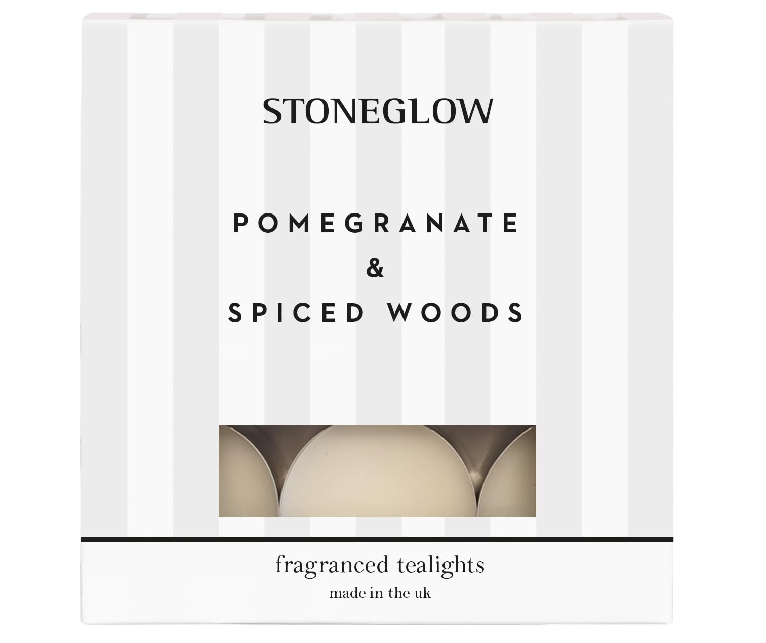 Stoneglow Modern Classics - Pomegranate & Spiced Woods - Scented Tealight Candles 180g (White)