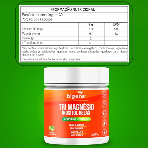Tri Magnésio (dimalato, quelato, taurato) Inositol Relax, 180g, Biogens (Limão)