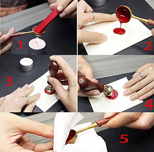 YGHM Cute Dragon Wax Seal Stamp Elegangt Natural Rosewood Handle Sealing Wax Stamp Kit Gift Wine Package Wedding Invitations Card Envelope Letters Seal Stamp