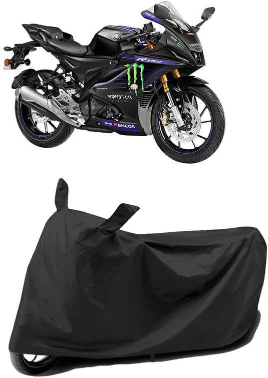 MITHILA MART Bike Body Cover Compatible with Yamaha R15 V4 M World Protect from Scretch Dustproof UV-Rays Birds Dropping Accesseries for All Model & All Verieants -Black Color