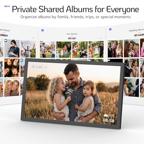 Image of NexFoto 24 Inch Touchscreen Digital Picture Frame Large, WiFi Electronic Photo Frame 64GB, Add Pics from Google Photos, Upload Photos /Videos via App /USB, for Mom /Grandparents, Black