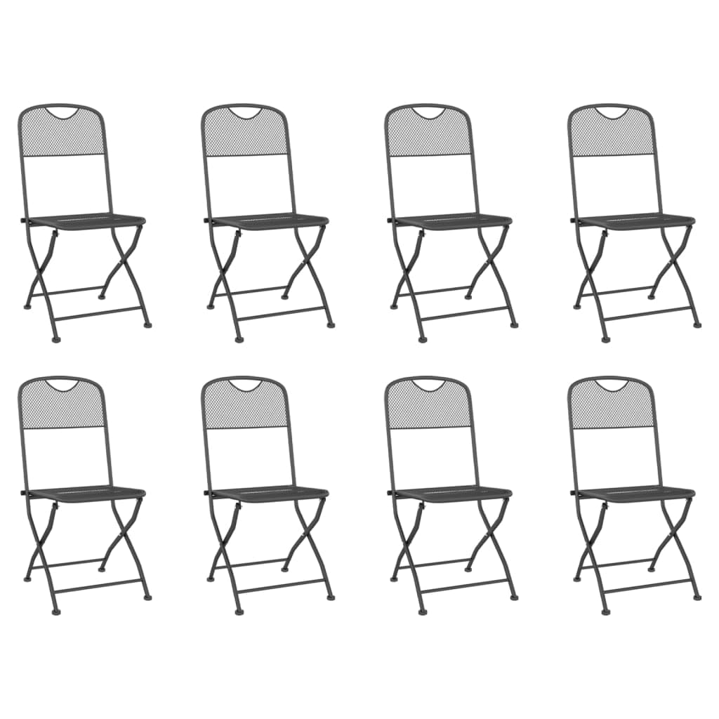 Set di 9 mobili da giardino antracite, 165 cm, tavolo in metallo, griglia estensibile, pieghevole, per terrazza, giardino, balcone, design salvaspazio