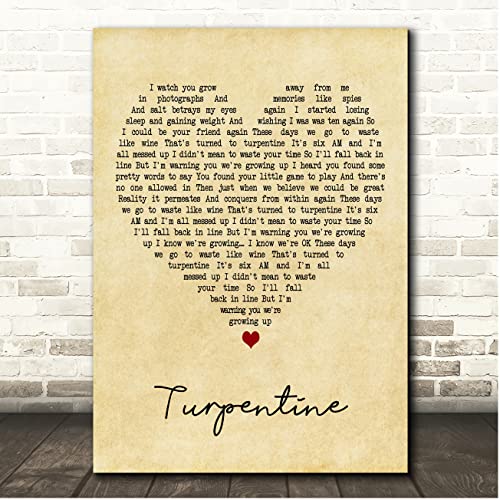 Fingerprint Designs Turpentine Vintage Heart Song Lyric Print