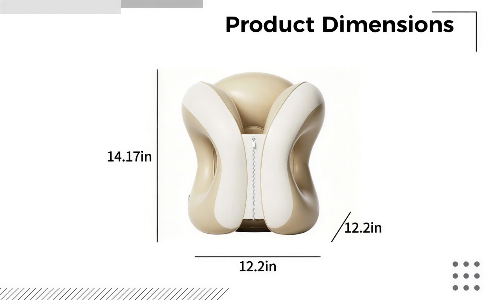 Aufblasbares Reisekissen in Creme, Nackenstützkissen für Ruhepausen, PVC-Schlafhilfe mit stabilem Halt für Kopf und Nacken, für Büro, Klassenzimmer, Auto, Zug und Flugzeug, 31 x 31 x 36 cm