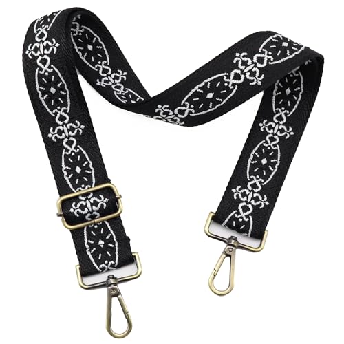 Image of LEMEDE Purse Strap Adjustable Replacement Crossbody Bag Strap Retro Jacquard Embroidery Shoulder Straps for Canvas Bag