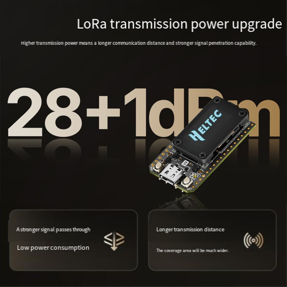 Mise à Niveau du Réseau Maillé Heltec WiFi Lora 32 (V4) GPS SX1262 avec Écran OLED 0,96 Pouce, Alimentation Solaire, WiFi Lora BLE Basse Consommation