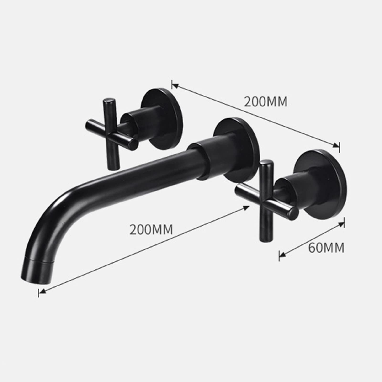 Grifo Lavabo Empotrado,Grifo de Pared para Lavabo Latón,Grifo de 2 Palanca Mezclador de Lavabo,Grifo Empotrado de Lavabo,Agua Fria y Caliente Disponible,Antiguo