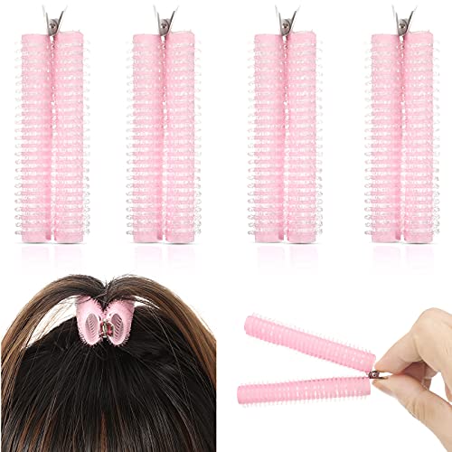 Double Layer Hair Rollers Bang Rollers Self Grip Hair Curler Rollers Curler Bang Hair Sticky Cling Hairdressing Curler Plastic DIY Hair Styling Accessories Tool (Pink)