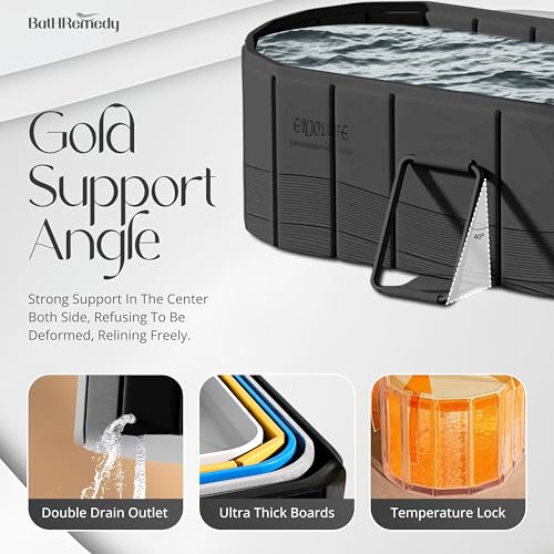Image of Bath Tub for Adult for Bathroom, Foldable SPA Tub for Home Use with Drainage Hole, Thickened Insulated Ice Bath Tub, Inflatable BathTub for Adults, Ice BathTub for Adults (Black)