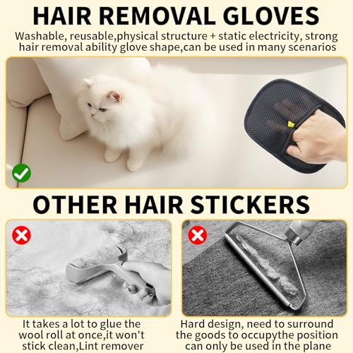 Image of Electrostatic Pets Removal Gloves, Reusable Cat Dog Electrostatic Hair Remover Grooming Glove Tool