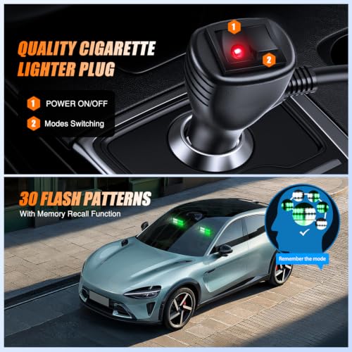 Image of Nilight 16LED Green White Dash Strobe Light Cigarette Lighter Plug