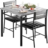 IRONCK Juego de mesa de comedor para 2, color gris