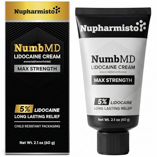 Nupharmisto 5% Lidocaine Numbing Cream: Long Lasting Numbing Cream with Emu Oil and Arnica for Hemorrhoids and Other Minor Anorectal Irritations 60 g / 2.1 oz