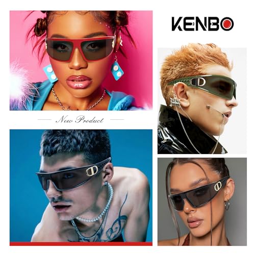 KENBO Y2K Sunglasses Wrap Around Futuristic Sunglasses for Women Men Fashion Sport Shades Sun Glasses UV4004